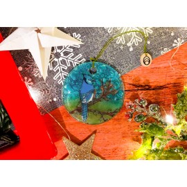 Bolla Glass Art Blue Jay Bird Glass Ornament Handmade Decoration Christmas 2020 2.5 inch