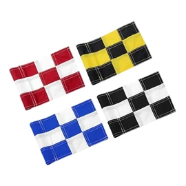 Set of 4 Double Sided 8x6 Inches Checkered Golf Flag - Mini Practice Putting Green Flags for Yard in 420D Nylon - Small Banner Checkered with Tube Inserted - Standard Golf Flag for Backyard