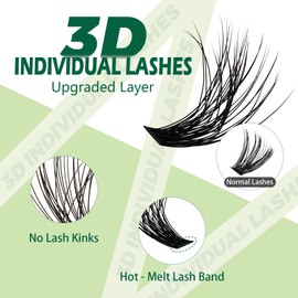 Lash Extension Kit 3D Effect Lash Clusters KEYYOU 280pcs D Curl 8-16MIX Eyelash Extension Kit with Lash Bond and Seal,Tweezers,Remover and Brush DIY lash extension kit（3D-30D40D-D-8-16MIX-NEW）