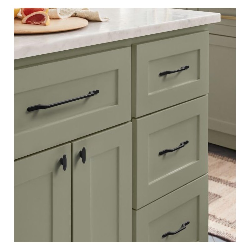 Goo-Ki 6 Pack Large Matte Black Drawer Knobs Kitchen Cabinet