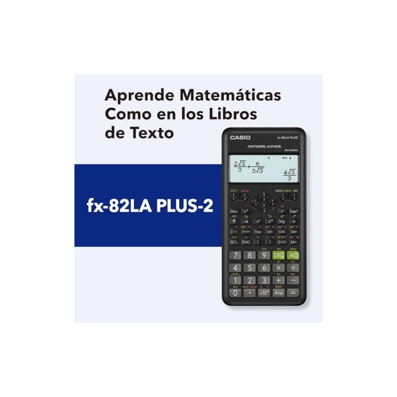 Casio Calculadora Científica, fx-82LA Plus-BK-2, 252 Funciones, Nivel Primaria y