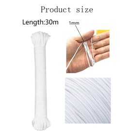 1mm Blind Cord, Tough and Durable Nylon Rope, Outdoor Essential roman blind cord, Multi-scene Use, Excellent Load-Bearing, To Create Your Ideal Partner(30m,White)