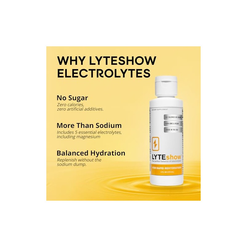 LyteShow - Electrolyte Concentrate for Rapid Rehydration - NO Sugars,