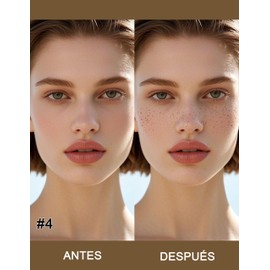 Erinde Lápiz Para Pecas, Sello Para Pecas Resistente Al Agua y De Larga Duración, Lápiz de Maquillaje Para Pecas Falsas, Fácil de Crear Maquillaje Natural para, Pecas Maquillajes Natural Realista，#4