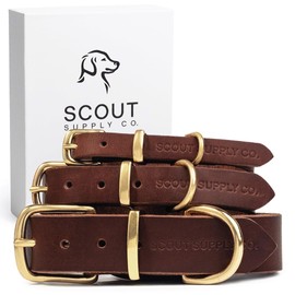 Classic Genuine Leather Dog Collar | Dog Collars for Medium Dogs, Small Dogs, Large Dogs & Extra Large Dog | Wide Dog Collar | Heavy Duty Collar (Dark Brown, XX Large)