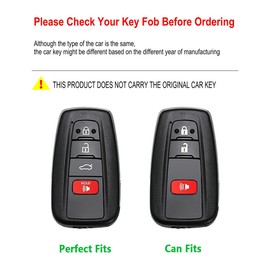 YONUFI for Toyota Key Fob Cover Leather Keychain Car Key Fob Case Protector Compatible for Rav4 Highlander Camry Prius Avalon Corolla Remote Key Holder (Black)