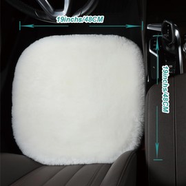 OGLAND 2 Pack Fluffy Genuine Australia Sheepskin Car Seat Cover for Auto Interior Accessories with Soft Fuzzy Wool Natural Fur Non-Slip (White, 2 Pieces Front)