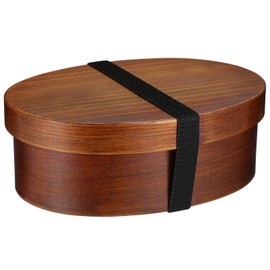 UPKOCH Japanese Bento Box, Wood Bento Lunch Box, Leakproof Food Container, Insulated Sushi Box for Adults, Meal Prep Container, Coffee Color, 7.07x511x2.44 inch, Single Layer, 501-800ML
