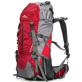 Loowoko 50L Hiking Backpack with Rain Cover - Lightweight & Waterproof Camping Essentials Bag for All - Color: Passion Red