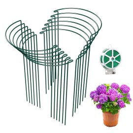 LKSSZS 12 Pack Garden Plant Support Stakes, Half Round Peony Cages and Supports, Met...