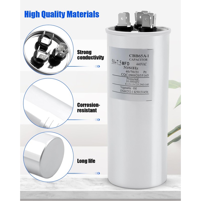 97F9987 Dual Capacitor Round 50 + 7.5μF MFD 440 VAC