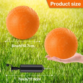 HSLCGF 24 Pcs Dodgeballs 5 Inch Playground Ball Orange Kickball Inflatable Rubber Handball Bouncy Dodge Ball with 1 Hand Pump for Outdoors Ball Games Gym Camps Picnic (Orange)