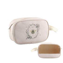 PYOUL Kosmetiktasche für Bienenliebhaber, niedliches Bienen-Blumenmuster, transparent, für Honigliebhaber, Reise-Kulturbeutel, Imkerei-Geschenk, Bee Botanical Floral Mb