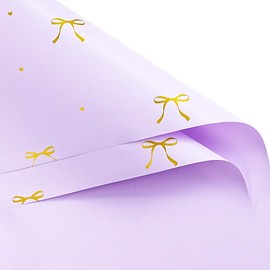 RUSPEPA 20 Sheets Flower Wrapping Paper, Bow Waterproof Floral Bouquet Wrapping Paper, Florist Supplies Packaging for Birthday, Wedding and DIY Crafts, Purple