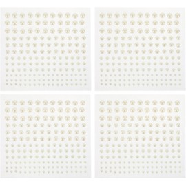 Mikikit Pegatinas Autoadhesivas de Perlas de Color sin Residuos y Efecto Destacado 4 Hojas 660 Piezas para Maquillaje DIY y Festival para Uñas y Rostro