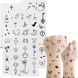 200 Tatuajes Temporales Pequeños Dibujos Animados Tatuaje Falso Pegatinas Resistente Al Agua constelaciones de estrellas lunares, brújula de música, líneas de anclaje, flores para niños, adultos