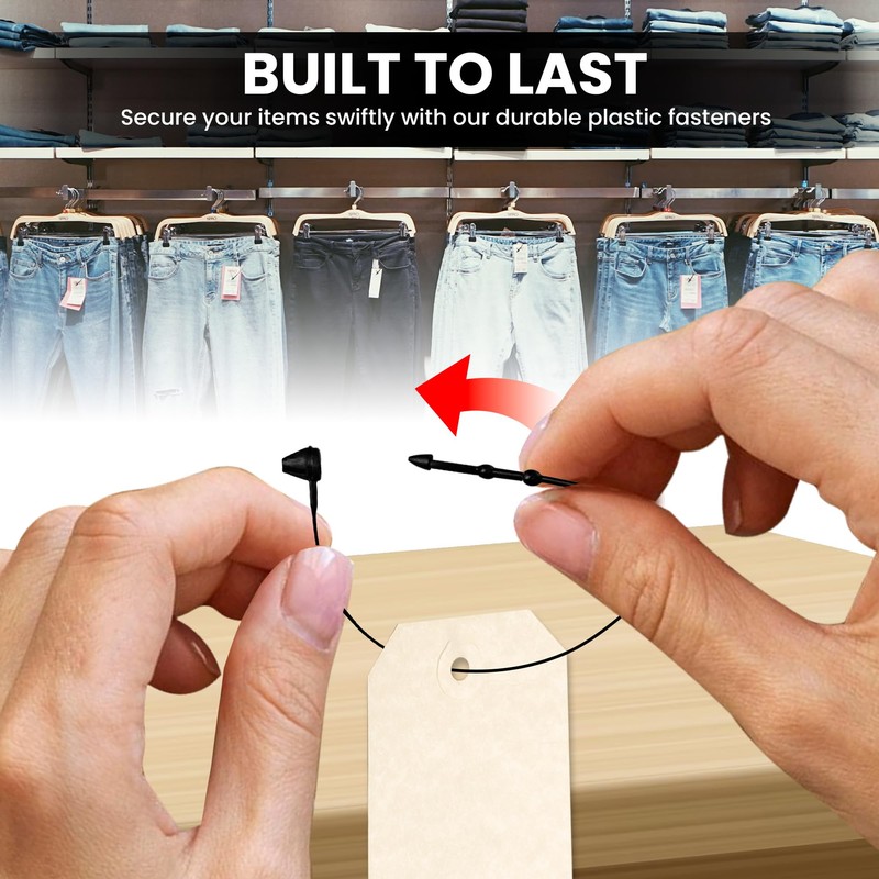 Perco 5 Inch Black Hang Tag Snap Lock Pins -