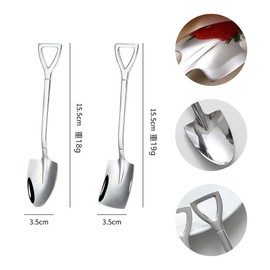 Visxcnu 6 x Shovel Spoons, 3 Shovel Spoons + 3 Pointed Spoons, High-Quality Stainless Steel Coffee Spoons, Highly Polished, Spoon with Modern and Elegant Design