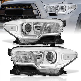 AJP Distributors LED DRL Projector Headlights Lamps Housing Reflector Assembly Left Right Pair Compatible/Replacement For Tacoma Pickup 2016 2017 2018 2019 2020 2021 2022 2023 16 17 18 19 20 21 22 23