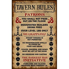 Retro Tavern Rules Patrons Poster Metal Tin Sign Decoration for Garage Yard Home Outdoor 8x12 Inch
