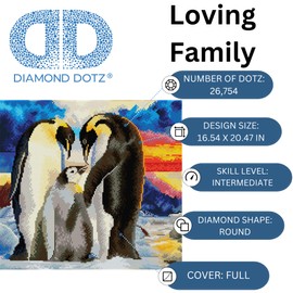 DIAMOND DOTZ ® - Loving Family, Full Drill, Round Dotz, Diamond Painting Kits, Diamond Art Kits for Adults, Penguin Diamond Art, Diamond Art, Diamond Dotz Kits, 16.5"x20.5"