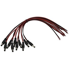 iMBAPrice iMBA-CCTV-PGTM-10 CCTV Security Camera DC Male Power Plug Pigtail Cable - Pack of 10 (Black/Red)