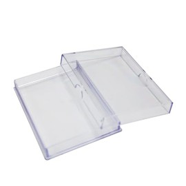 Clear Hard Plastic Box with Lid, Stackable Playing Card Storage Box and Display Case, 3 1/2" L x 2 1/2" W x 1/2" H, 50 Boxes, Made in USA by Gary Plastic Packaging
