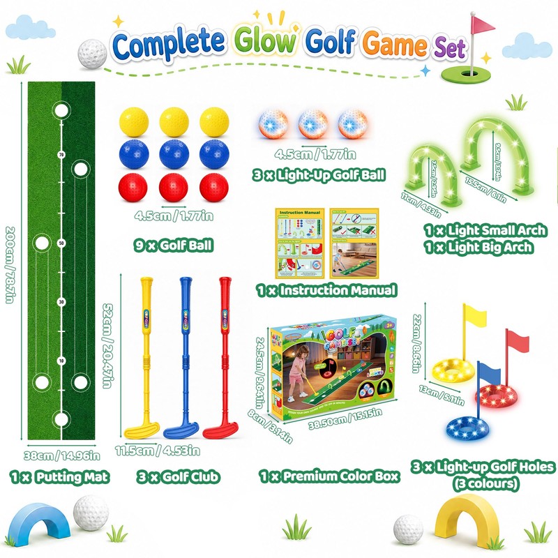 Kids Golf Toys Set for Toddler 3-6- Light Up Golf