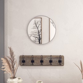 HBCY Creations Small Round Mirror, Silver 16 inch Wall Mirror for Entryway, Bathroom, Living Room and More, Modern Minimalist Mirror for Both Rustic and Boho Design and Decor