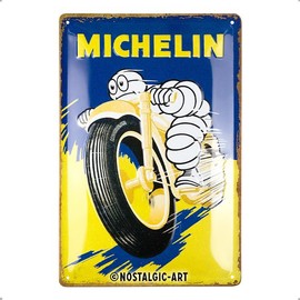 Nostalgic-Art Retro Blechschild, 20 x 30 cm, Michelin – Motorcycle Bibendum – Geschenk-Idee für Motor-Fans, Original Lizenzprodukt (OLP), aus Metall, Vintage Design, Blechschilder Sprüche, Reifen-Deko