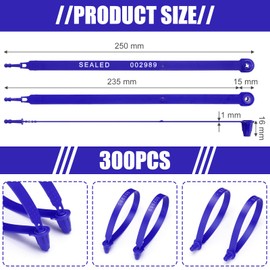 Faccito 300 Pack Plastic Truck Seals Tamper Evident Security Tag Trailer Seal, Each is Numbered Sequentially, Numbered Safety Disposable Lock for Logistics Transport Package Shipping Tag (Blue)