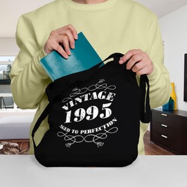 Bang Tidy Clothing 30th Birthday Gifts for Women Men Vintage 1995 Funny Tote Bags Present - BLACK