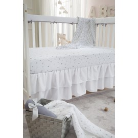 American Baby Company Double Layer Ruffled Crib Skirt, White, for Boys and Girls