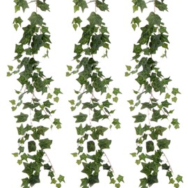 M METERXITY 3-Pack Artificial Ivy Vines Kit, 6 ft Silk Greenery Fake Ivy Vines for Room Decor, Ivy Garland for Bedroom/Window/Wedding/Party/Wall Hanging Plants [Grass Green]