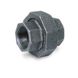 SUPPLY GIANT CNVO0336 1-1/4" Black Malleable Iron Straight Union for 150 lb Applications with Female Threaded Connects, 1-1/4