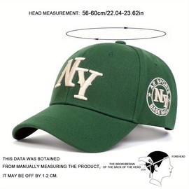 Unisex NY Letter Embroidered Baseball Cap Outdoor Sport Adjustable Sunscreen Leisure Hat Spring Autumn Travel Tourism Beach Vacation - Color: white