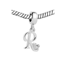 KunBead Jewelry Letter R Initial Charms Dangle Alphabet Heart Beads for Charm Bracelet for Women Girls