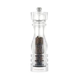 Cole & Mason London Refillable Spice Mill - Kitchen & Home Accessory - Table Black Pepper Grinder - Pepper Mill with Carbon Steel Mechanism - 8", Acrylic