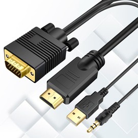 Kirzi VGA (Sources) to HDMI(Display) Cable 30ft with Audio, VGA to HDMI Adapter Cable Compatible Well Witch Computer/Projector/Laptop to Monitor/TV, VGA Male to HDMI Male Converter Cord for Desktop