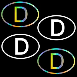 Pack of 4 Germany Car Stickers, Magnetic Germany Sticker, D Sticker Car, D Sticker Country Code, Suitable for German Labellings Cars Lorries Motorcycles (White + Laser)
