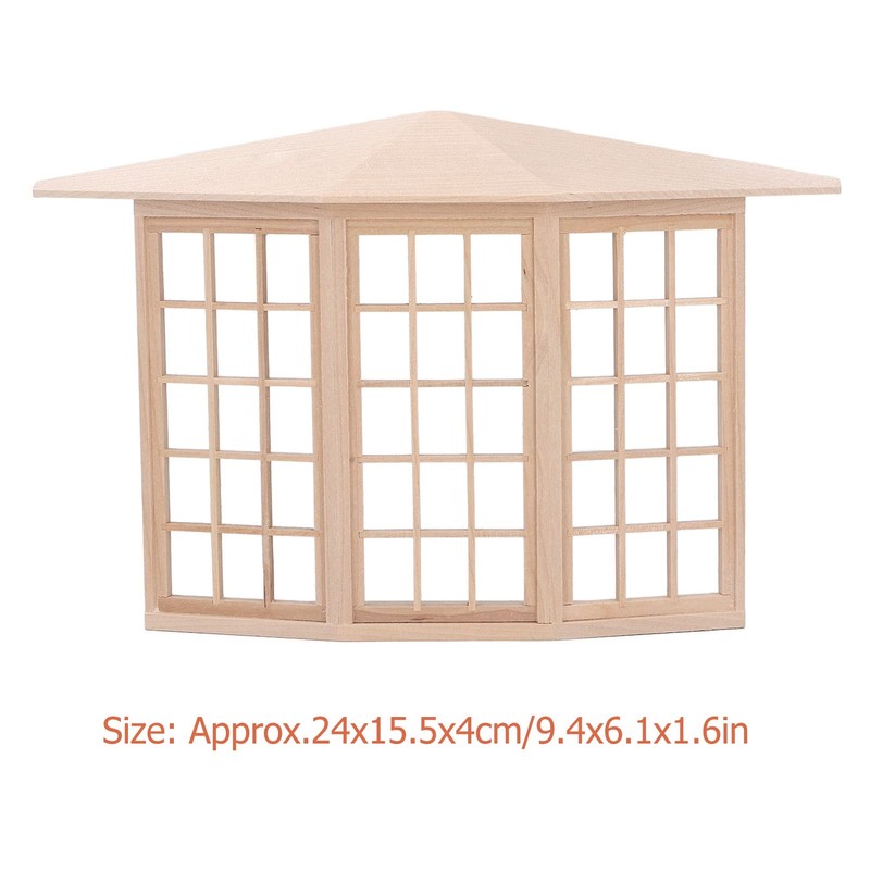 RTLR Dollhouse Bay Window 3-Sided Birch Furniture for 1/12 Dollhouse