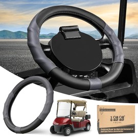 10L0L 13 Inch Golf Cart Steering Wheel Covers for EZGO TXT&RXV, Upgraded Microfiber Anti-Slip Steering Wheel Cover with Pu Leather