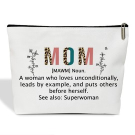 HUQIL Mom Definition Makeup Bag for Women, Mom Gifts from Daughter Son Appreciation Gifts for Women Mom Mother Mama Birthday Gift Thank Travel Toiletry Cosmetic Bag, Zipper Organizer Pouch -FS371