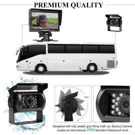 iPoster 2x 4PIN Rear View Backup Camera 12-24v 7" Monitor Night vision For Truck Trailer