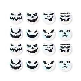Halloween Ghost Face Stickers Roll 500PCS 1 Inch Round Holographic