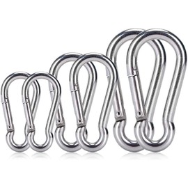 JUTOSU Carabiner, Spring Snap, Strong Stainless Steel, 304 Stainless Steel Snap Hook, Mini Carabiner, Spring Hook, Keychain Spring Hook, Multi-functional Carabiner, Outdoor Hook, Trekking Hook, Keychain, Stainless Steel Carabiner, Fall Prevention, Lockab