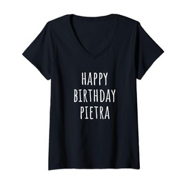 Womens Happy Birthday Pietra V-Neck T-Shirt