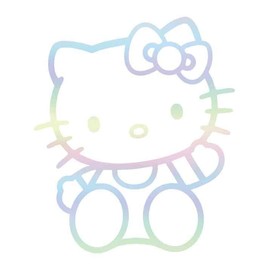 Cute Kitty Kat Holographic Silver Decal for Cars Laptop Skateboard Glass Display