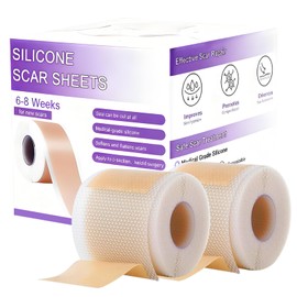 WZPB Silicone Scar Sheets for Scar Removal - Medical Grade Scar Tape for Surgical Scars, C-Section, Keloid, Hypertrophic & Acne Scars | 1.5" x 120" Reusable & Waterproof Scar Strips Roll (2 Pack)