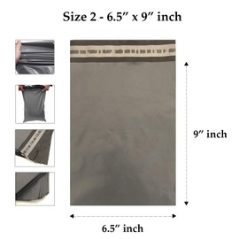AKAR Strong Grey Poly Mailing Bags Envelopes Bags Small Size Plastic Polythene Packing Packaging Mail Sacks (6.5" x 9" - Pack of 100)